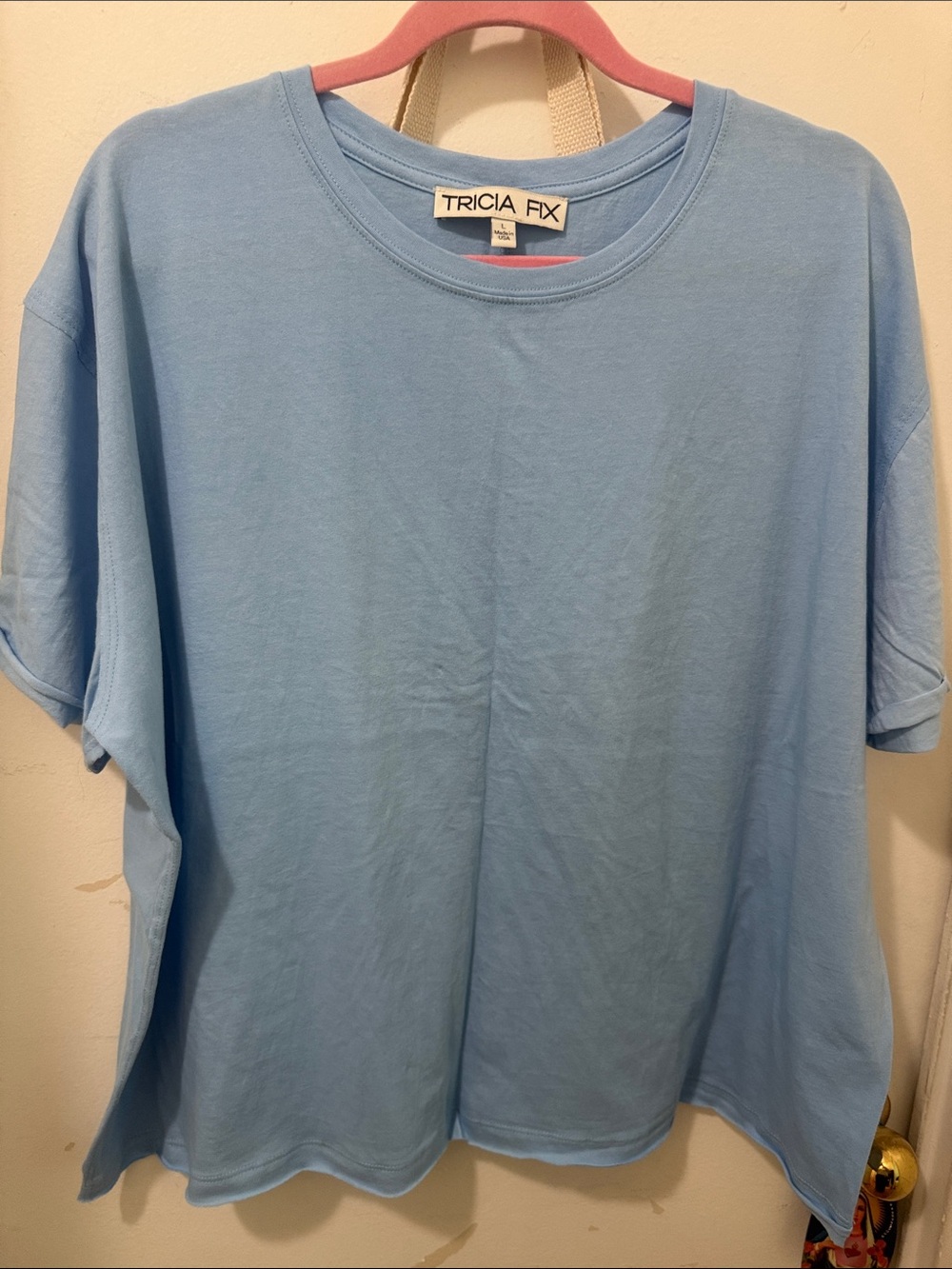 Free People Tricia Fix Women’s Pastel Blue Short Sleeve Crew Tee